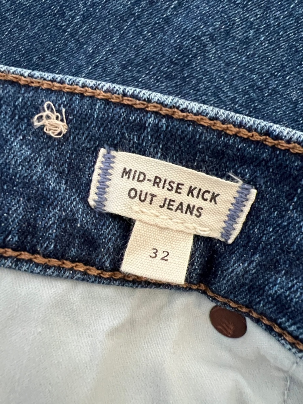 Madewell | Mid-Rise Kick Out Denim Jeans Indigo DM7708 Size 32 - Picture 13 of 16